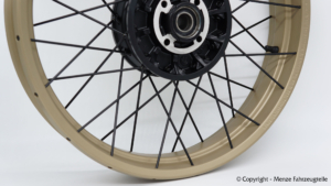 BMW R100R Speichenfelge Hellbronze BMW R100R Speichenfelge mit Pulverbeschichtung in Hellbronze.