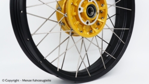 BMW GS Radnaben Gold Metallic BMW R100GS Radnaben in DE-Gold Metallic mit Felgenring in schwarz matt.