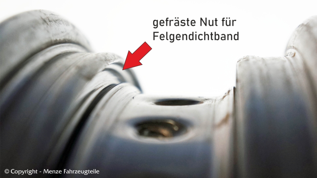 KTM Felgenprofil mit ausgefräster Nut für Felgendichtband.